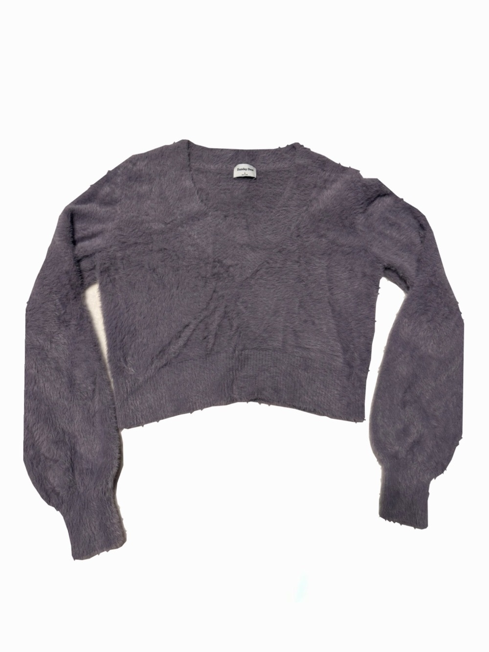 Sunday Best Plush V-Neck Cropped Sweater in Dusty Lavender